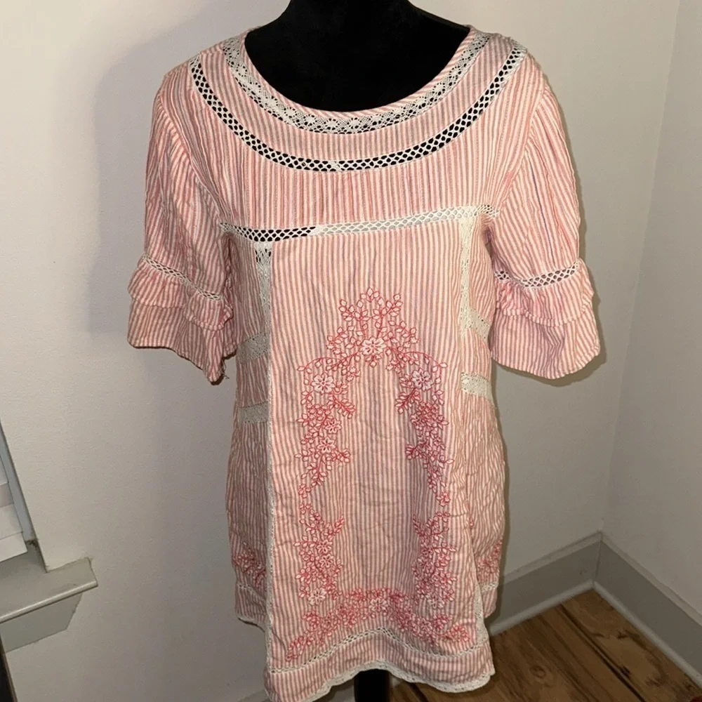Free People Sunny Day Boho casual dress Gingham plaid cotton dress Sz S‎